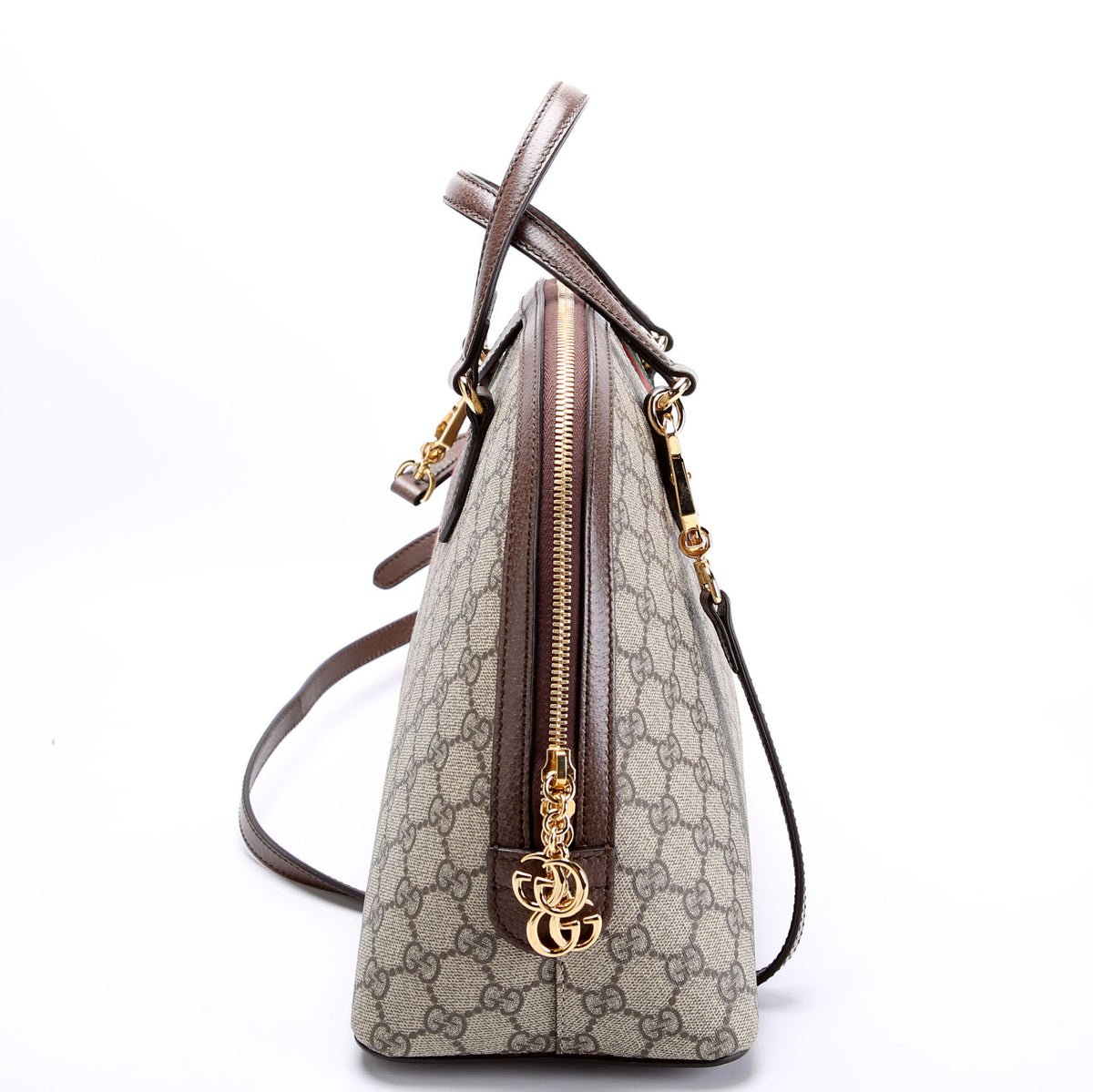524533 Ophidia Medium Top Handle Brown/Beige/Red/Green