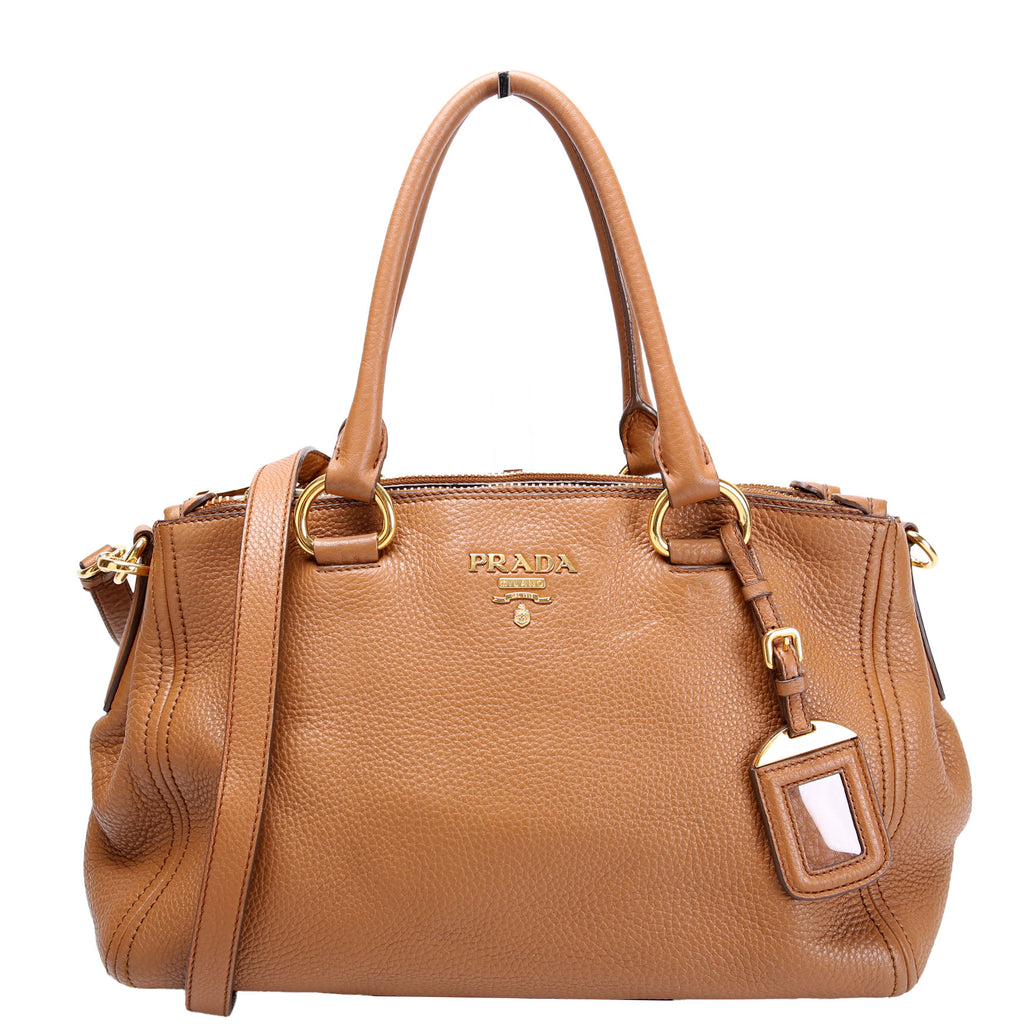 Vitello Daino Medium Conv Boston Bag Brown