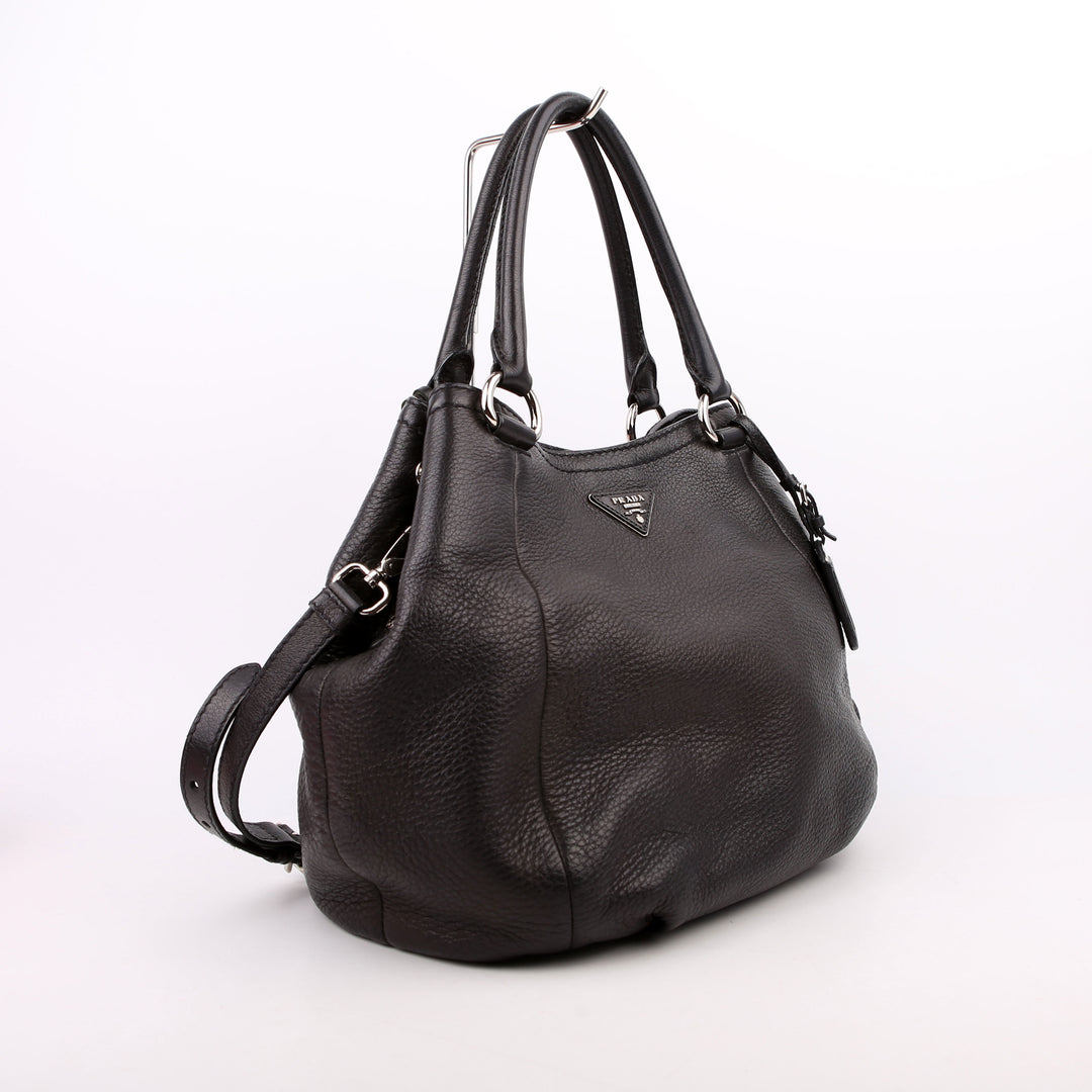 PRADA archive leather bag DEERSKIN レザー 黒 Antik Cervo Deerskin Tote Black