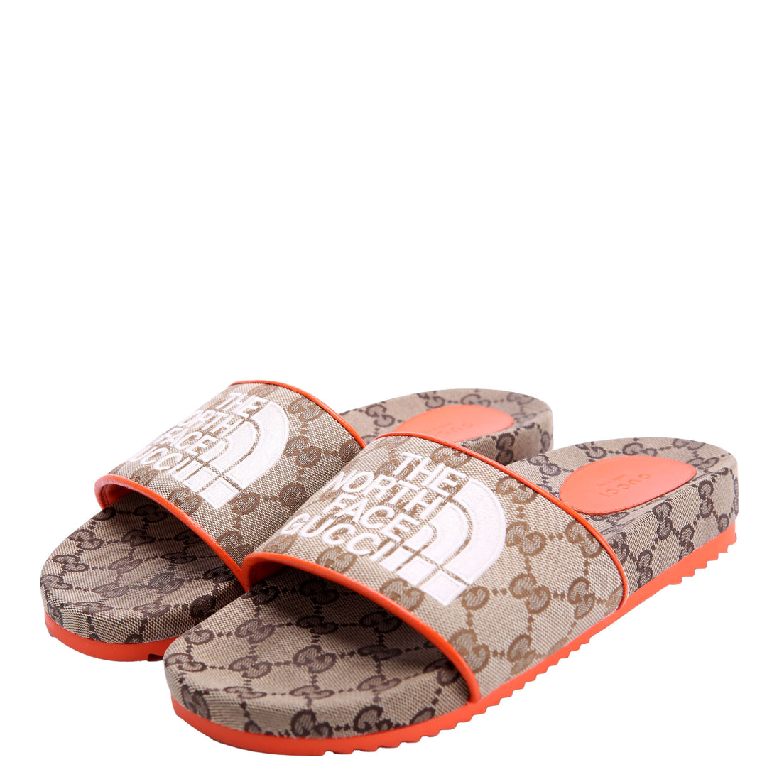 Gucci x North Face GG Canvas Slides Size 40 Orange/Brown