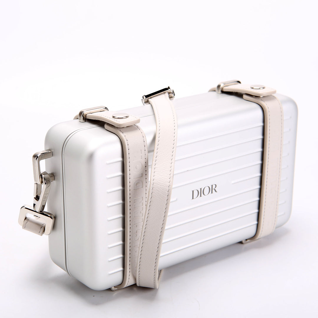 Dior X Rimowa Aluminum Personal Clutch On Strap Silver