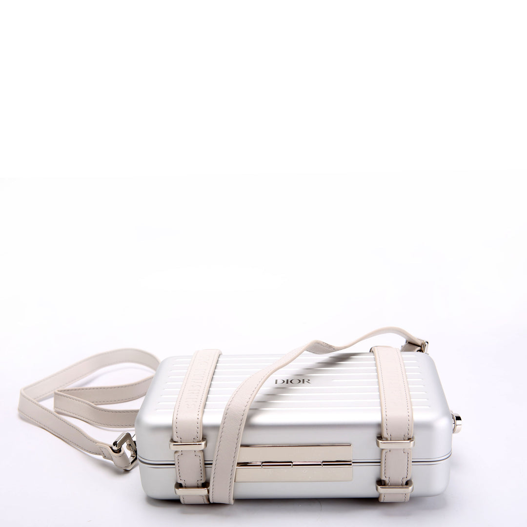 Dior X Rimowa Aluminum Personal Clutch On Strap Silver