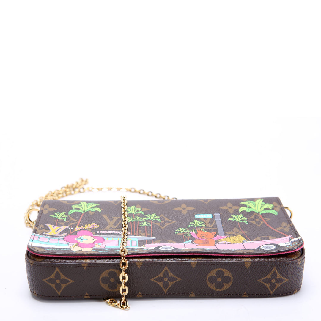 Pochette Felicie 2021 Xmas Animation Hollywood Monogram Brown/Pink