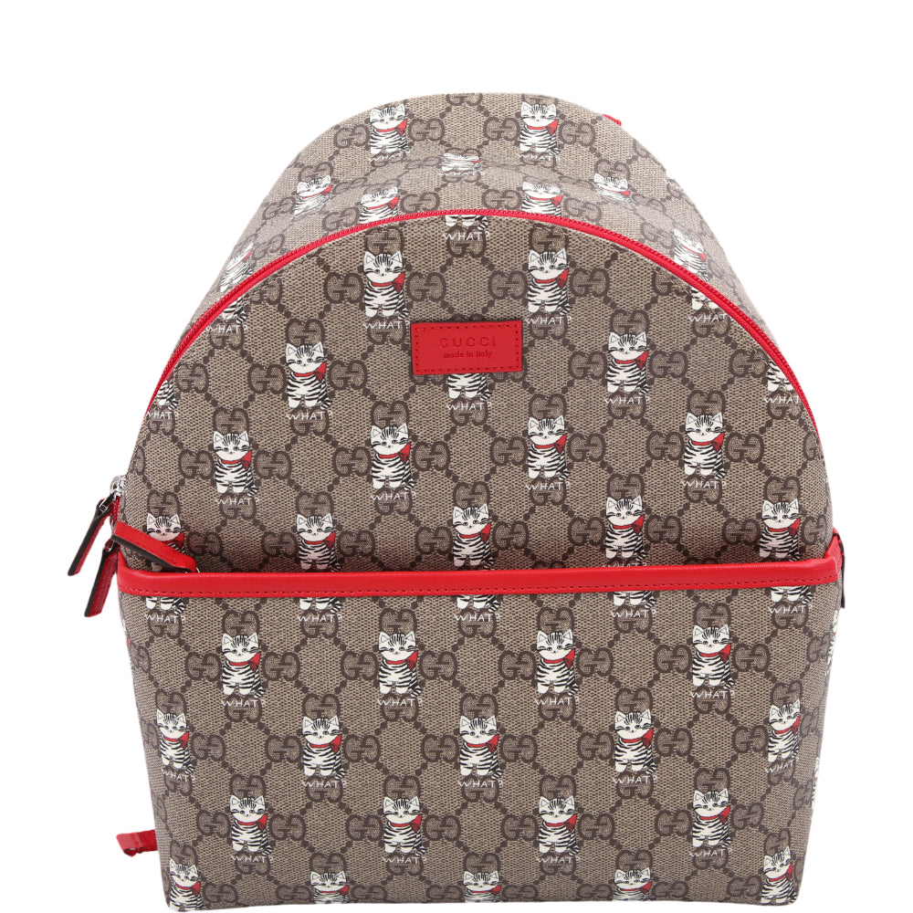 プ*梨様 gucci キッズバッグ　限定品 782708 GG Supreme Kids Backpack Cats Red
