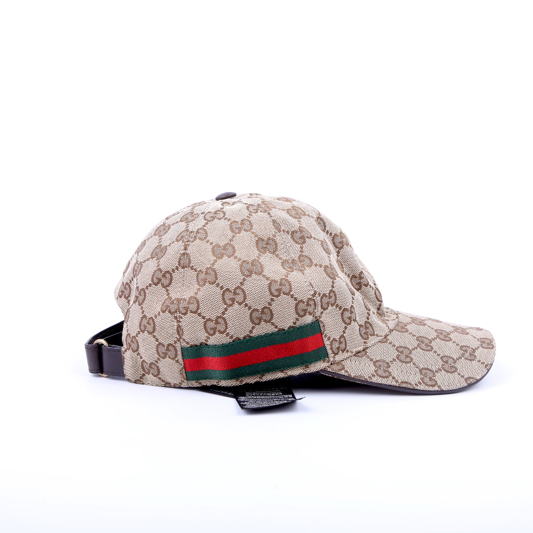 200035 GG Canvas Web Cap Hat Size Medium