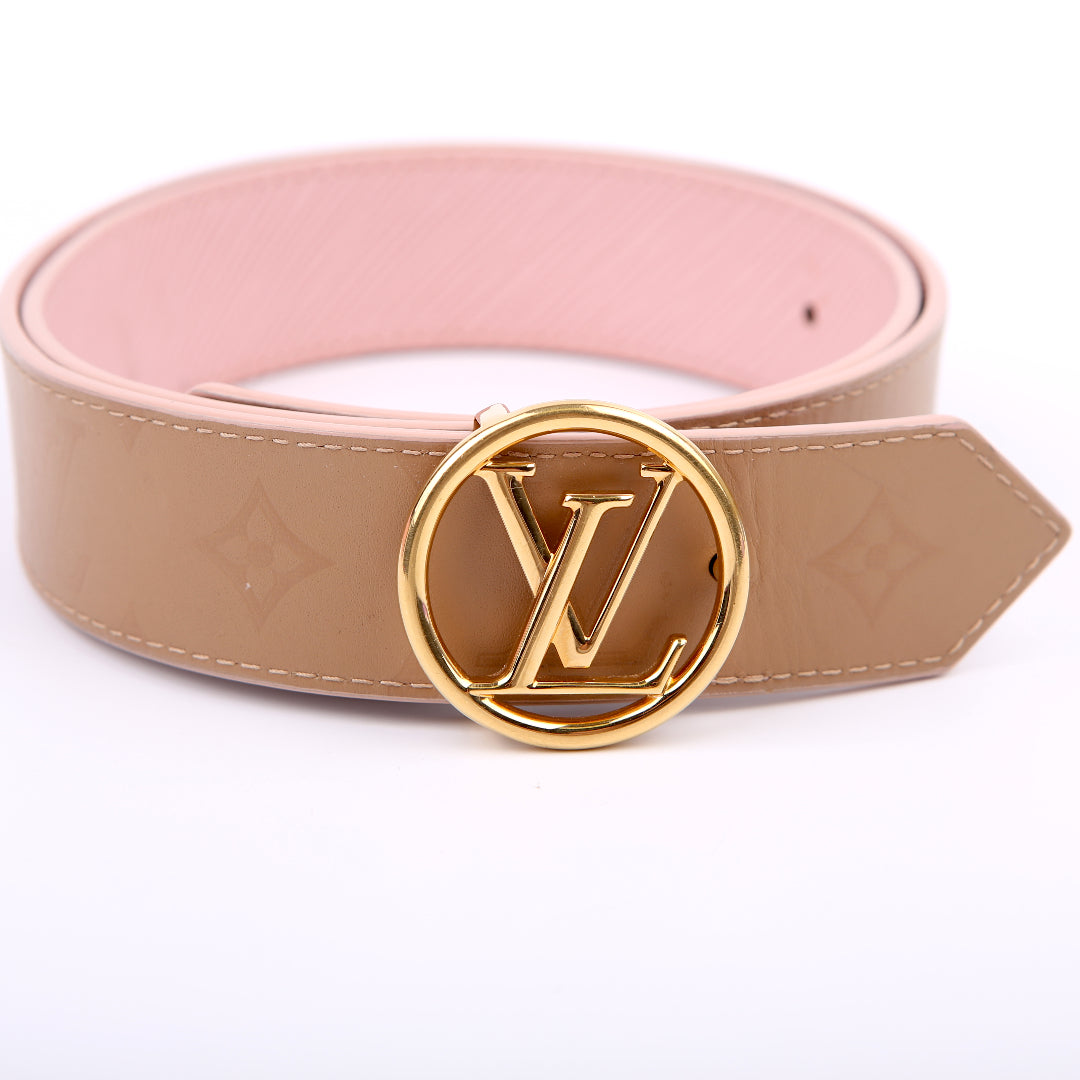 LOUIS VUITTON ベルト ピンク 80/32 Circle LV Epi/Leather Belt Size 80/32 Pink/Tan