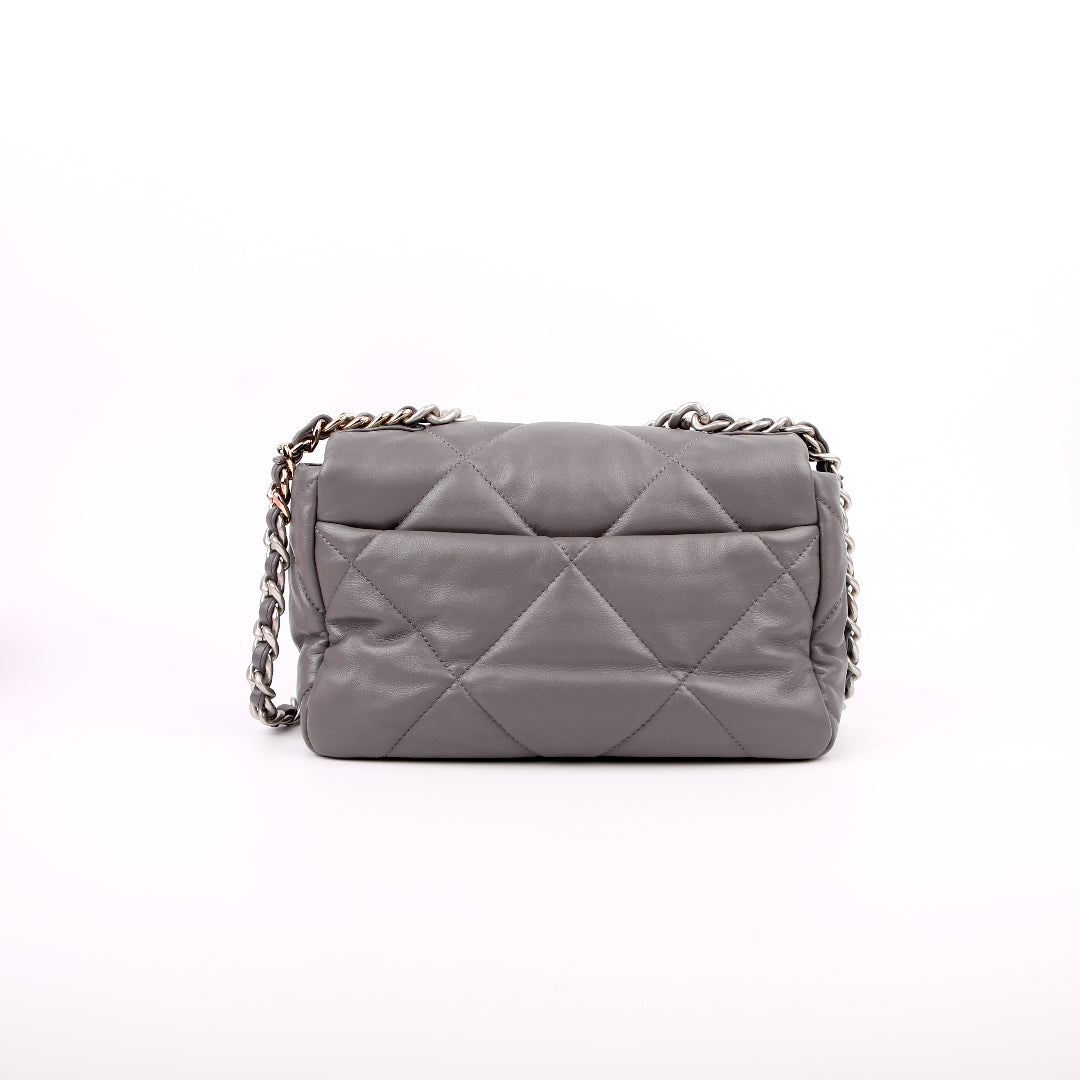 Quilted Lambskin 19 Small Flap RFID Grey