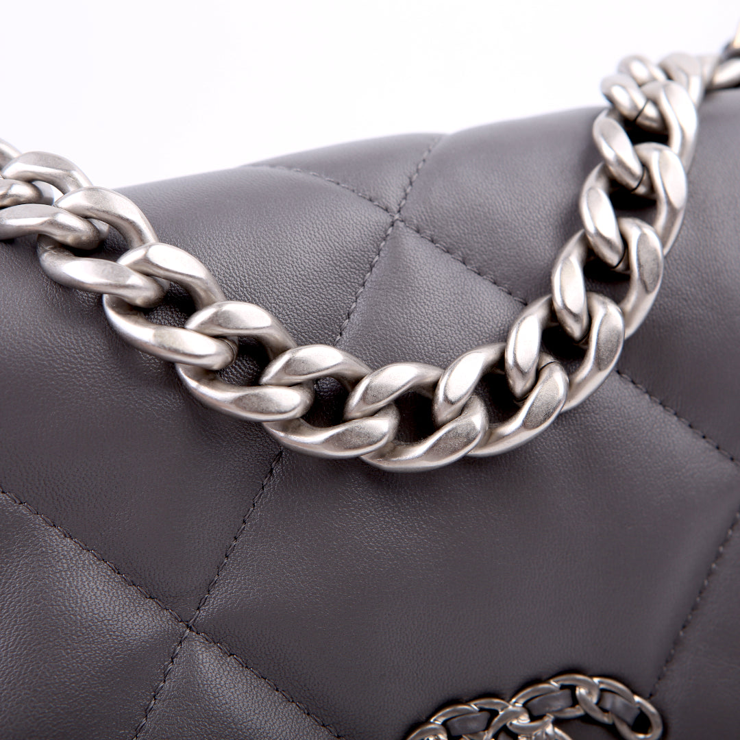 Quilted Lambskin 19 Small Flap RFID Grey