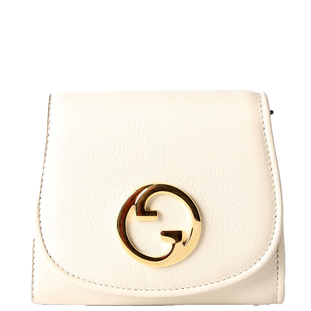 725219 Blondie Leather Chain Wallet Cream
