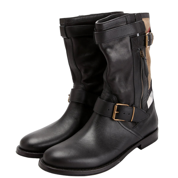 AUBERGE　MOTO38 Nova Check & Leather Grantville Moto Boots Size 38