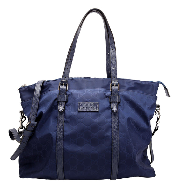 GG Nylon Zip Tote Navy Blue