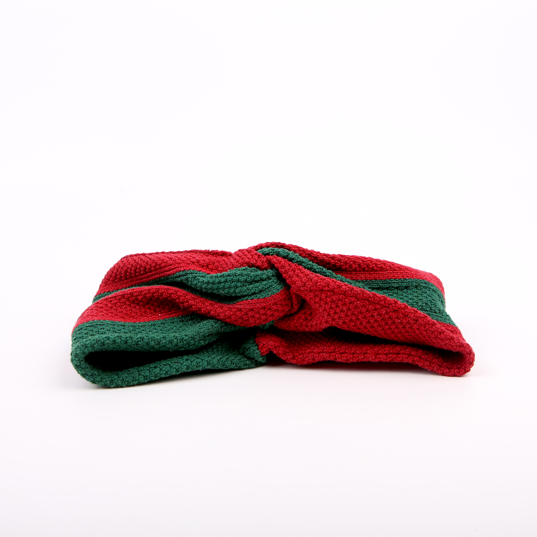 Knitted Web Headband Red/Green display picture 3
