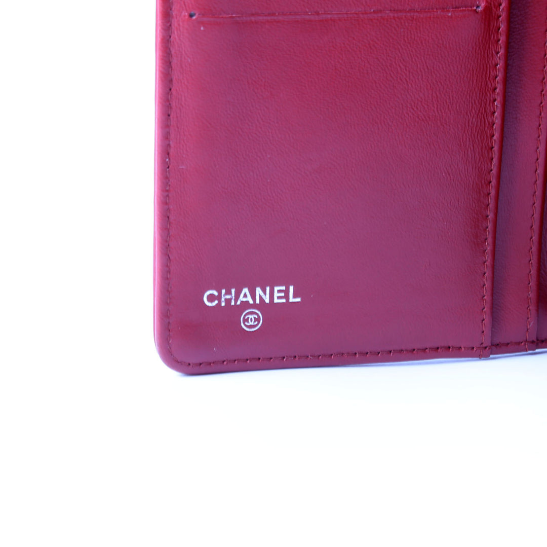Camellia Embossed Long Flap Wallet 15M Red