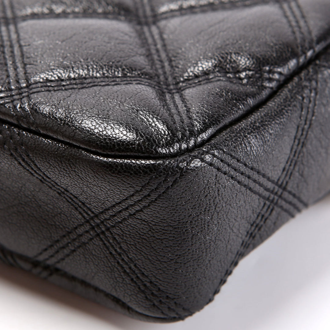 608941 Becky Quilted Lambskin Double Zip Chain Pouch