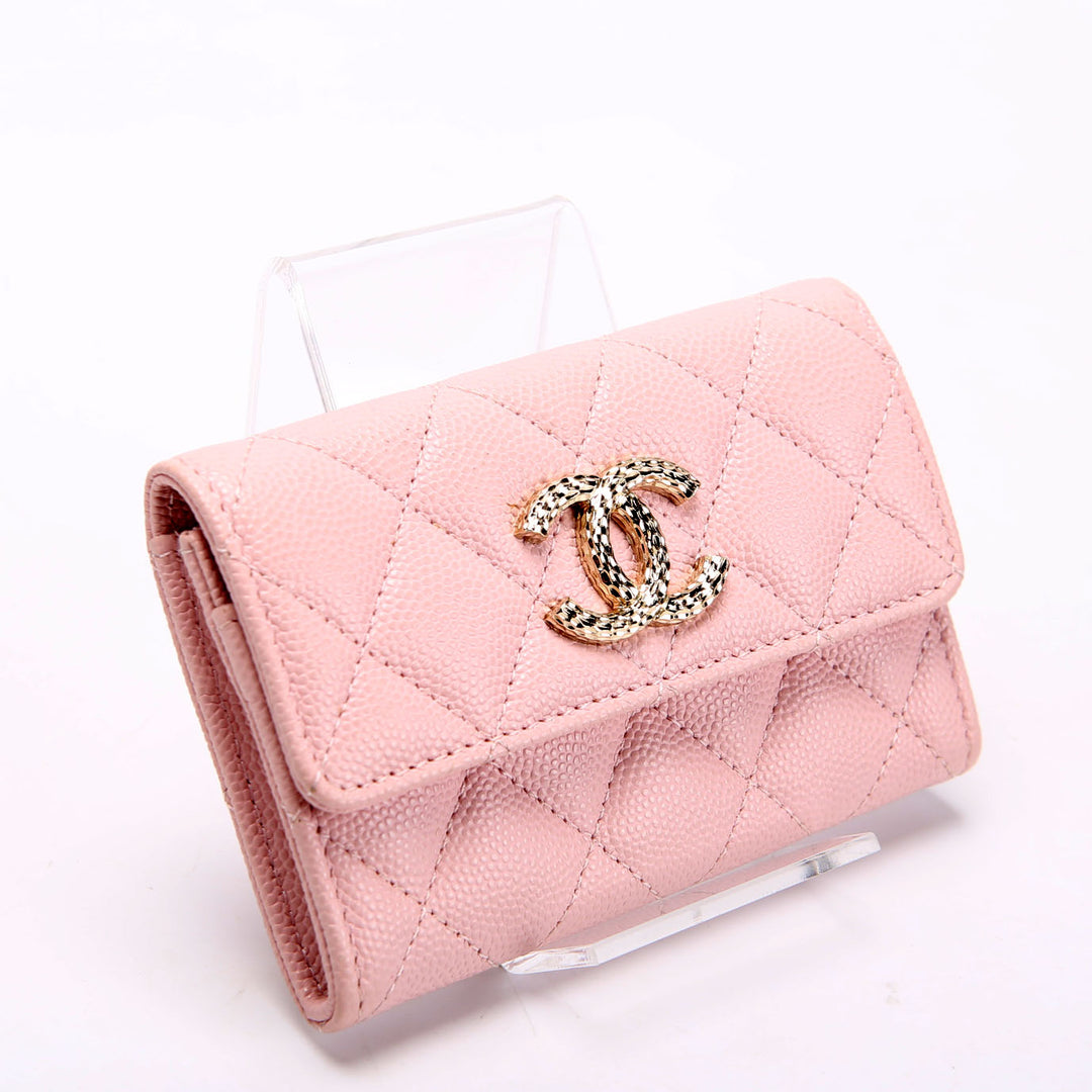 CC Flap Card Holder Caviar RFID Pink