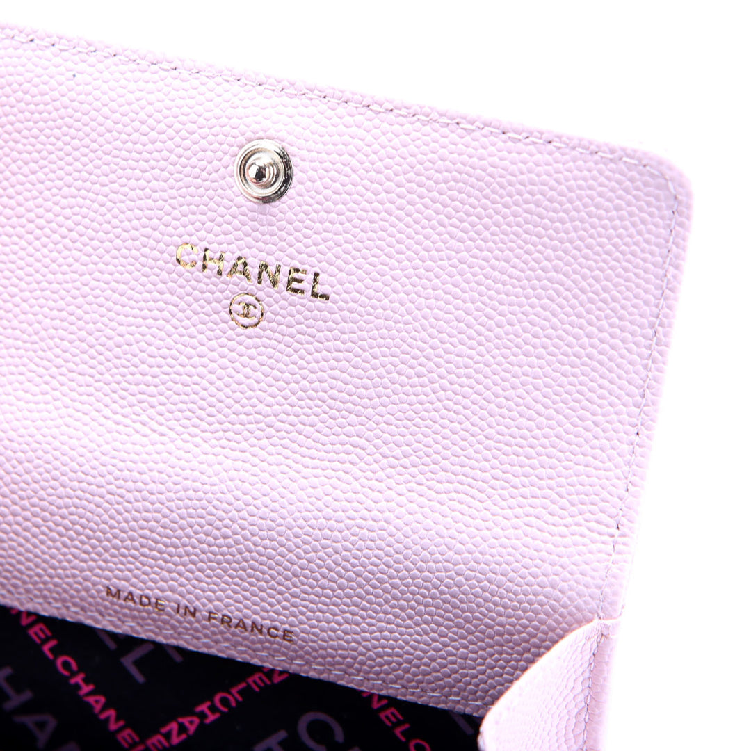 CC Flap Card Holder Caviar RFID Pink