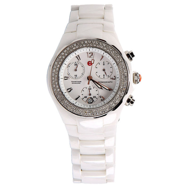 Tahitian Ceramic Chronorgraph With 0.67CW Diamond Watch White/Silver