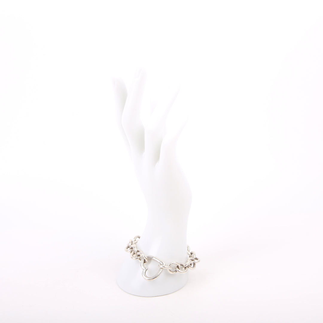 Heart Clasp Link Bracelet 925