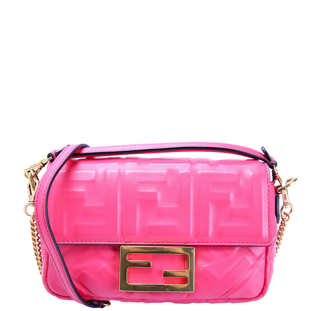 8BS017 FF 1974 Leather Mini Baguette Pink