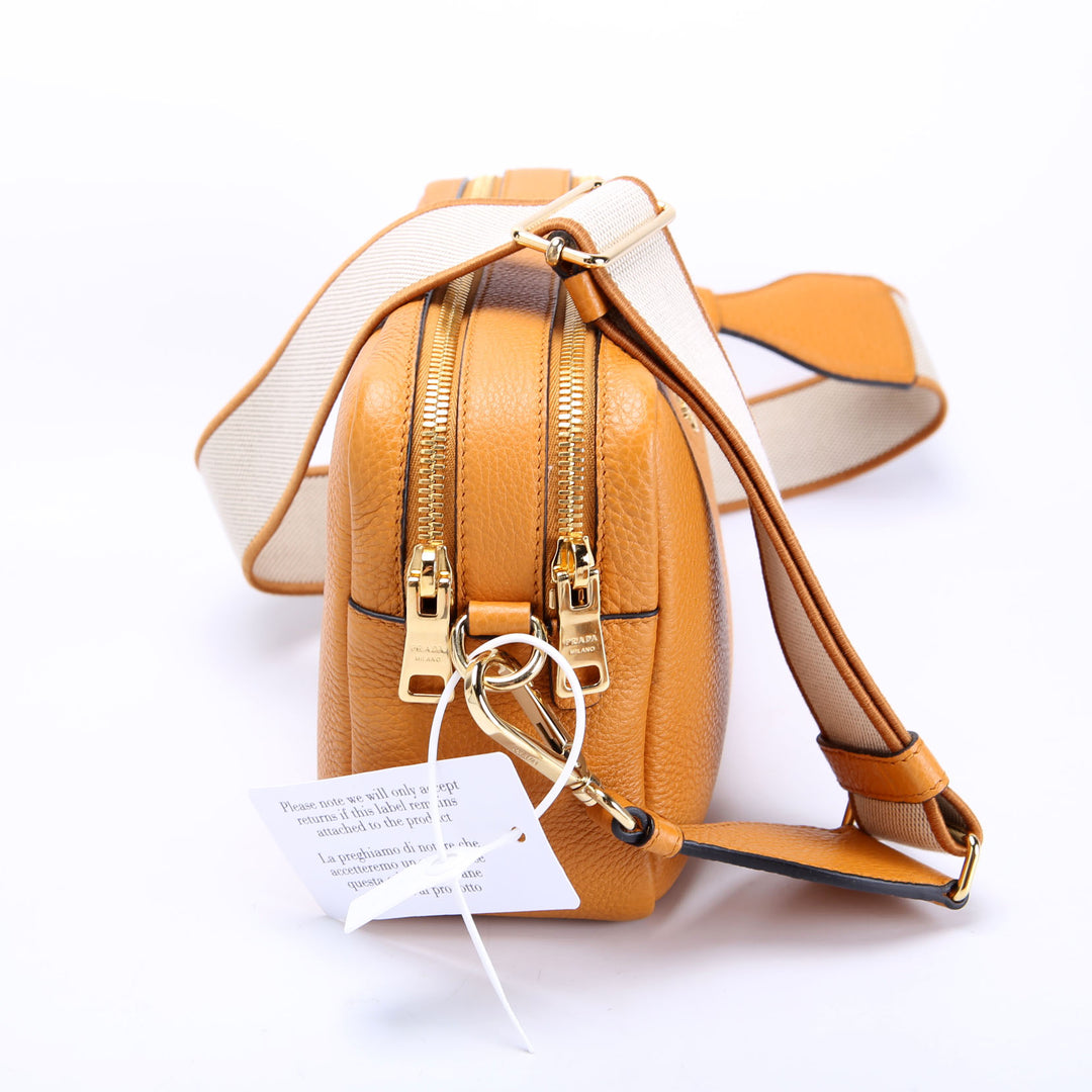 1BH082 Double Zip Small Shoulder Bag Ambra
