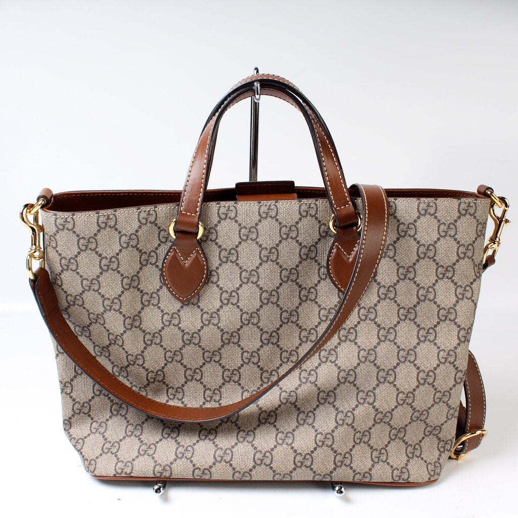 バッグ Gucci Vintage Tote Bag GG Supreme Rare Vtg 70s GUCCI Canvas GG Monogram Boxy Tote W/Leather