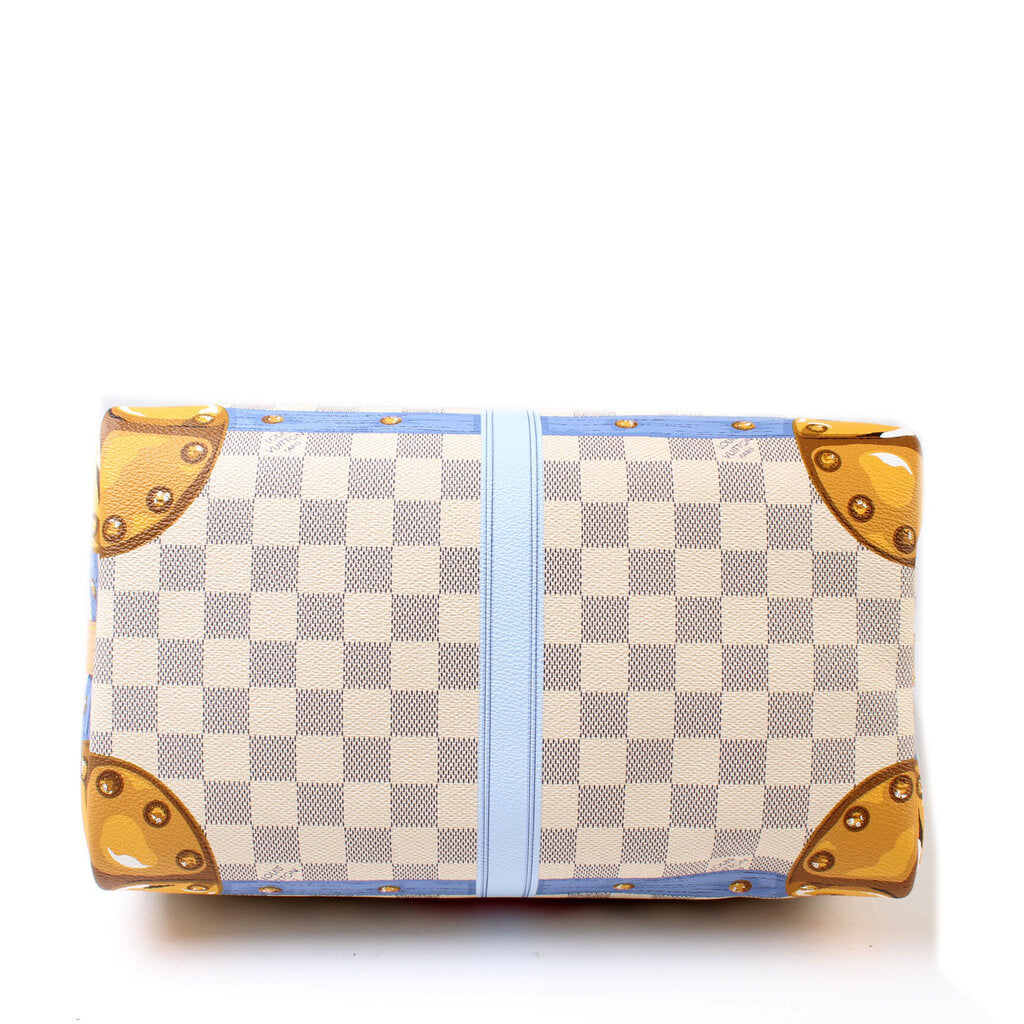 Louis Vuitton Speedy Bandouliere Damier Azur Summer Trunks 30 White/Blue  Multicolor in Canvas/Leather with Brass - US