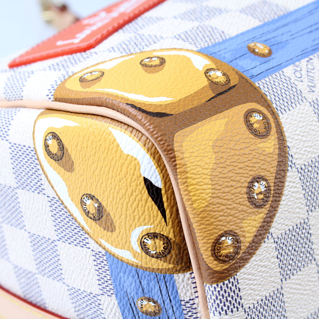 Speedy 30 Summer Trunks Bandouliere Damier Azur – Keeks Designer Handbags