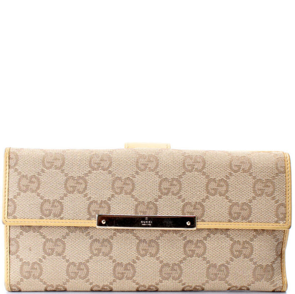 GUCCI GG Supreme Continental Flap Wallet Beige/Brown 112715