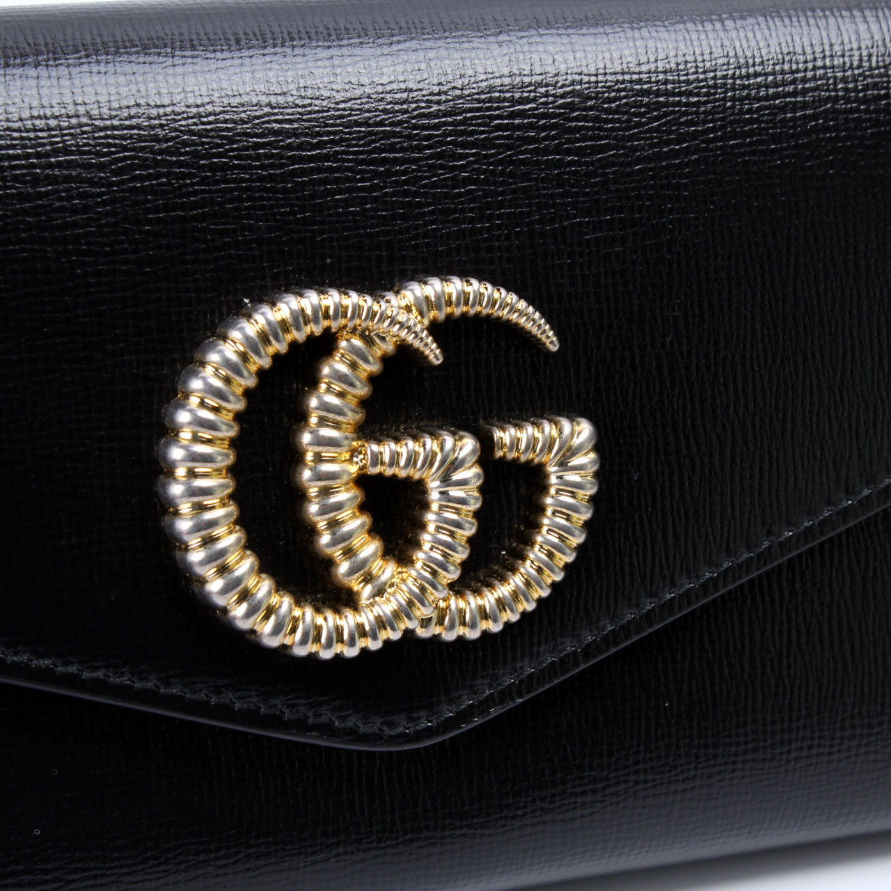 Authenticated Used Gucci Clutch Bag Black Gold Broadway 594101-Bag