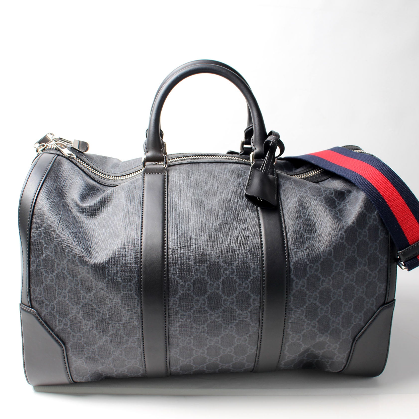 GUCCI Carry-on GG Supreme Canvas Duffle Bag Black 474131
