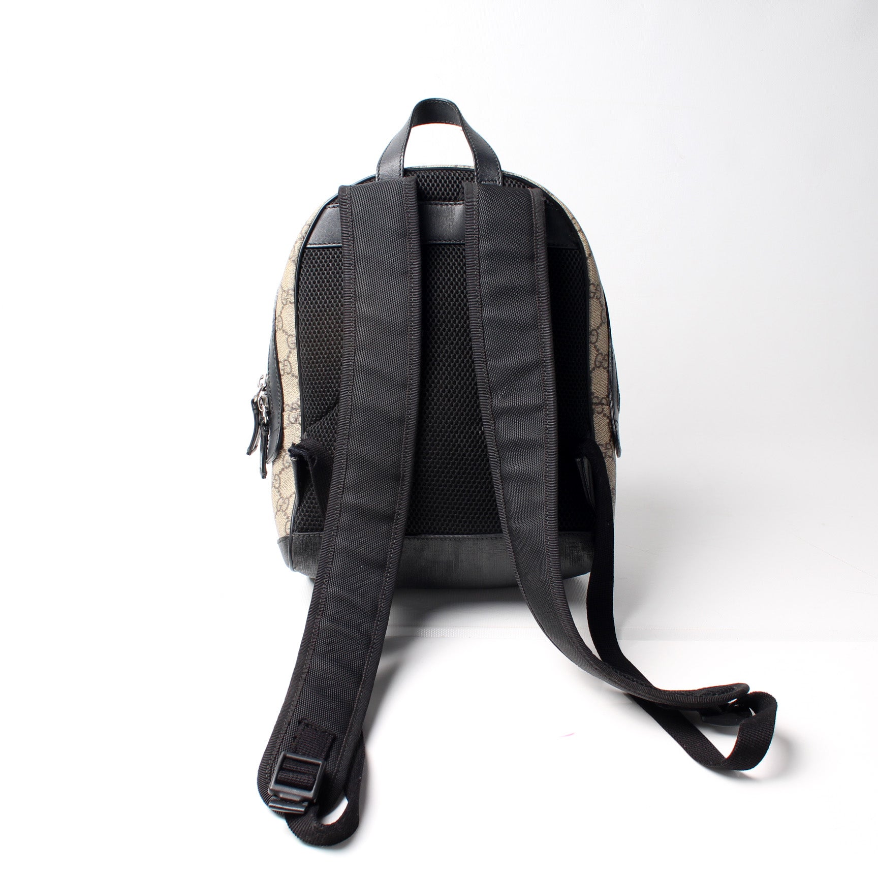 GUCCI GG Supreme Canvas & Black Leather Small EDEN Backpack