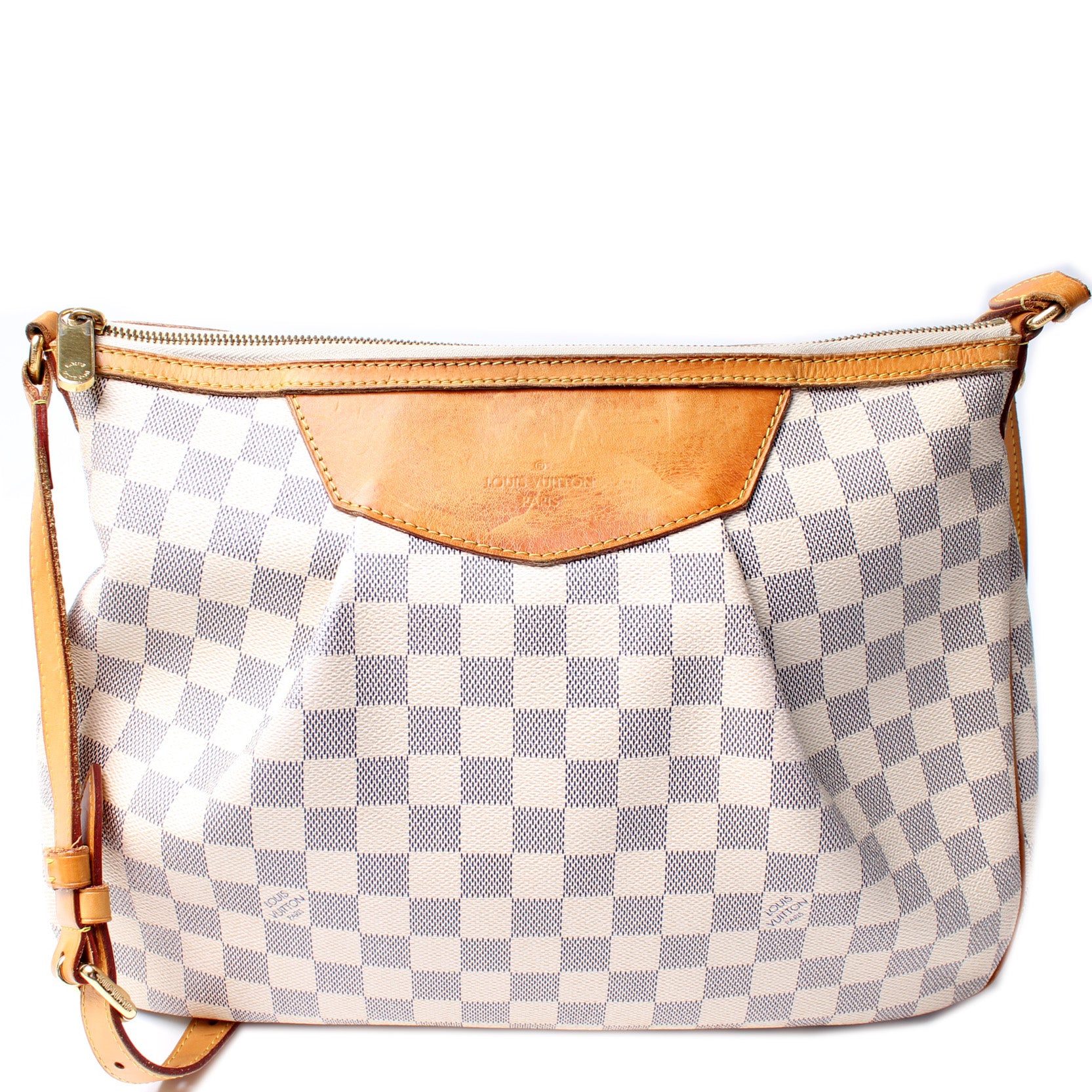 Louis+Vuitton+Siracusa+Shoulder+Bag+MM+White+Canvas for sale