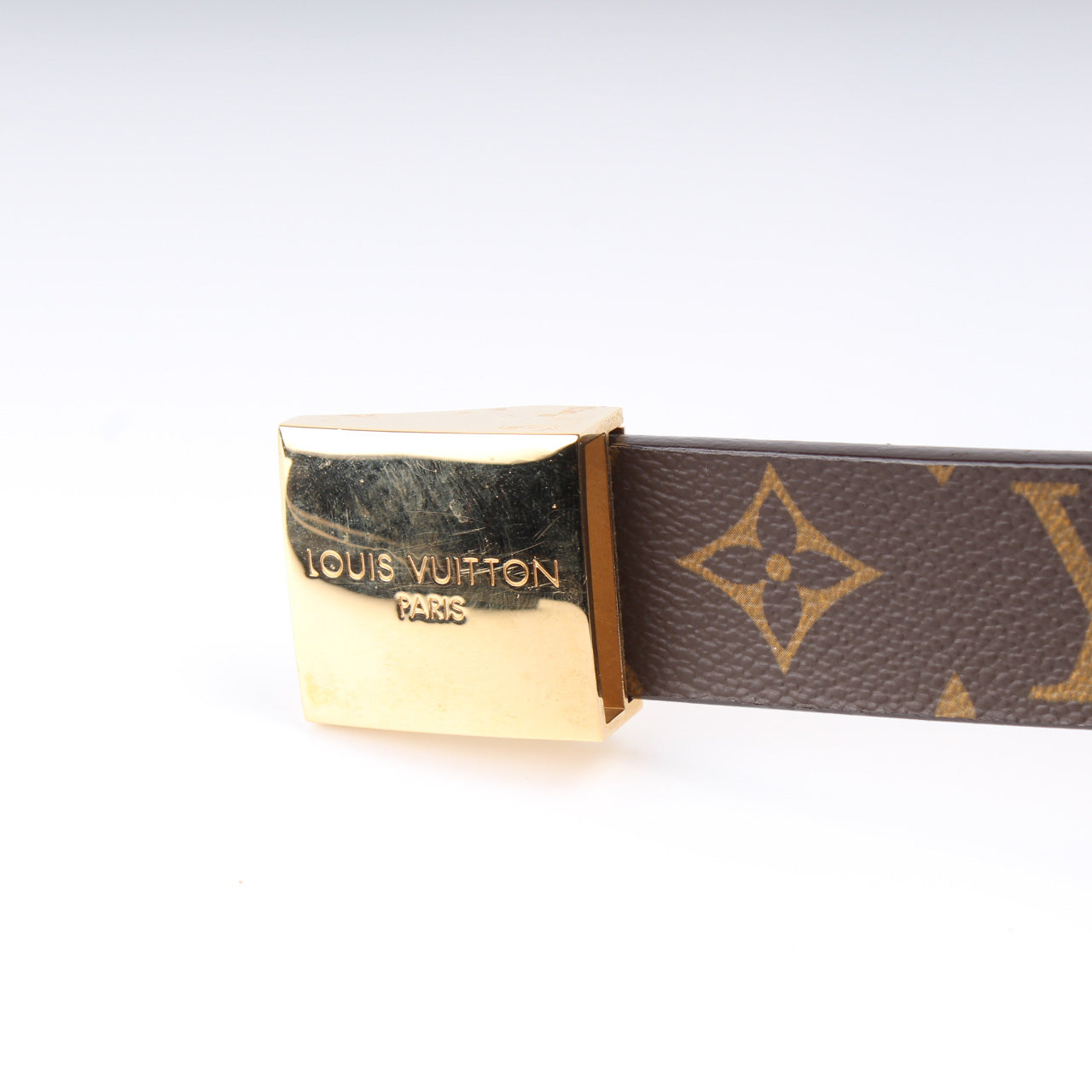 Louis Vuitton Monogram Square Buckle Belt with Gold Hardware- Size