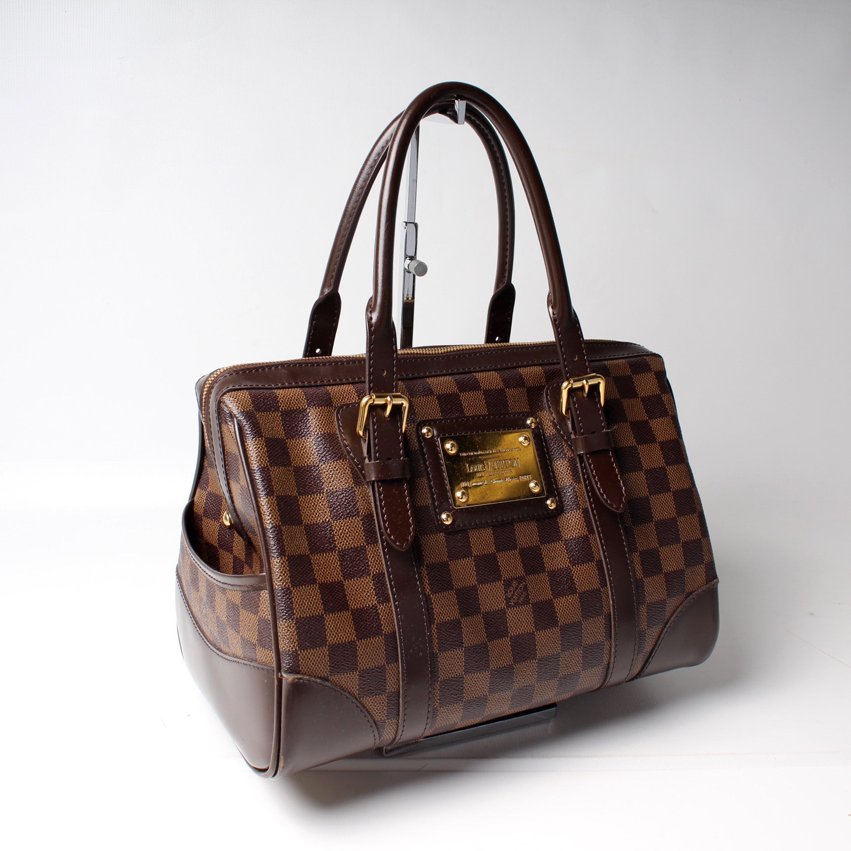 Louis Vuitton - Damier Ebene Canvas Leather Berkeley Top Handle Bag