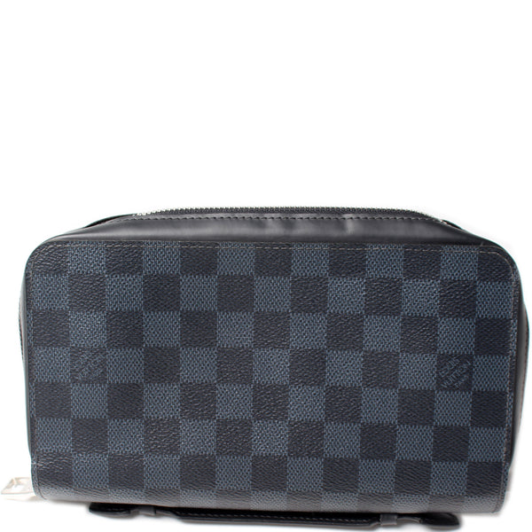 Damier Cobalt Coated Canvas, Black Calfskin Leather & Black