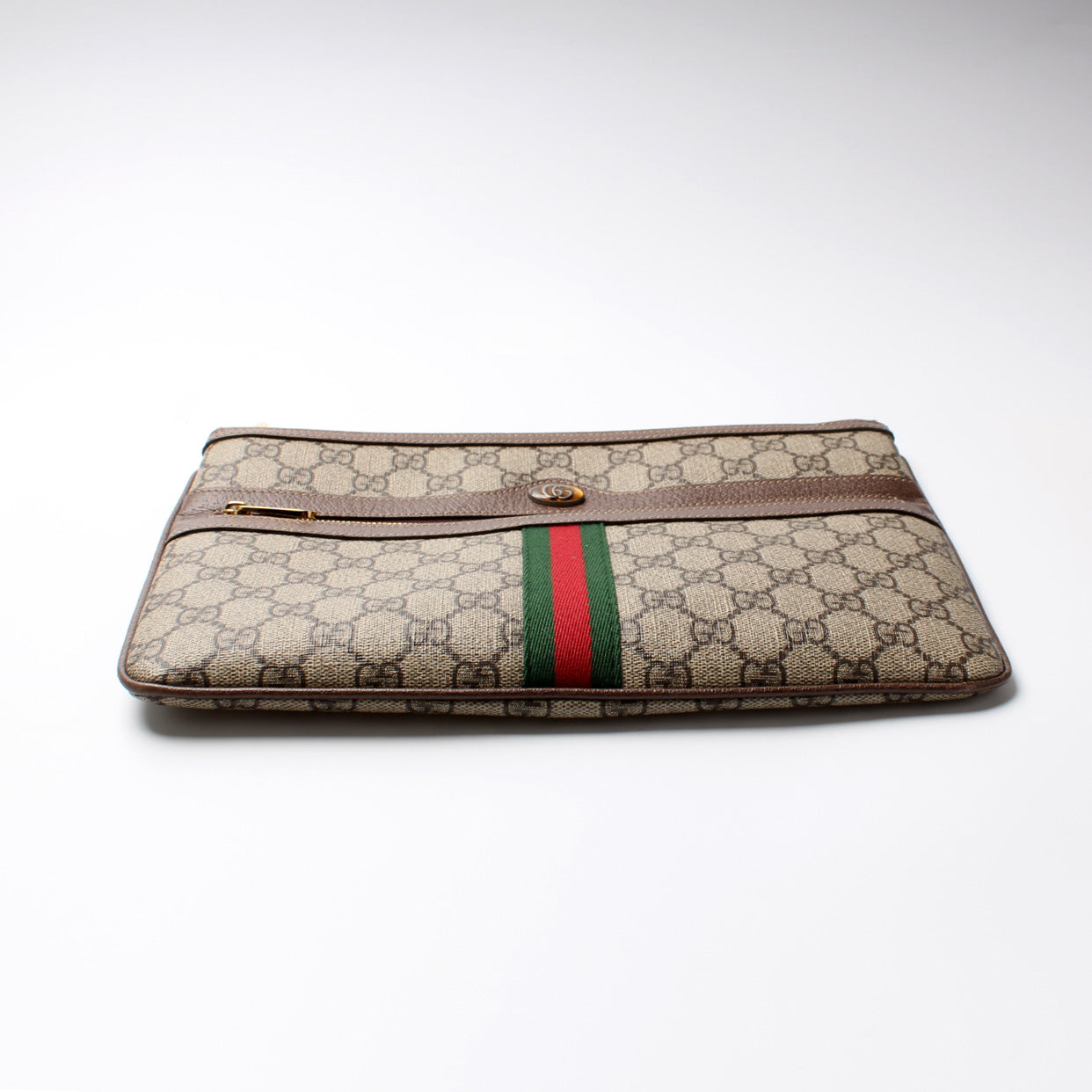 GUCCI Large Ophidia GG Leather Pouch Clutch Bag Black 517551