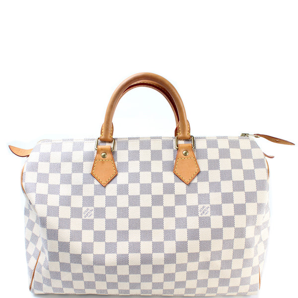 Louis Vuitton Damier Azur Canvas Speedy 35 Tote Bag – On Que Style