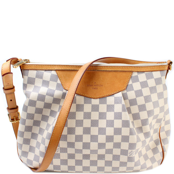 Louis+Vuitton+Siracusa+Shoulder+Bag+MM+White+Canvas for sale online