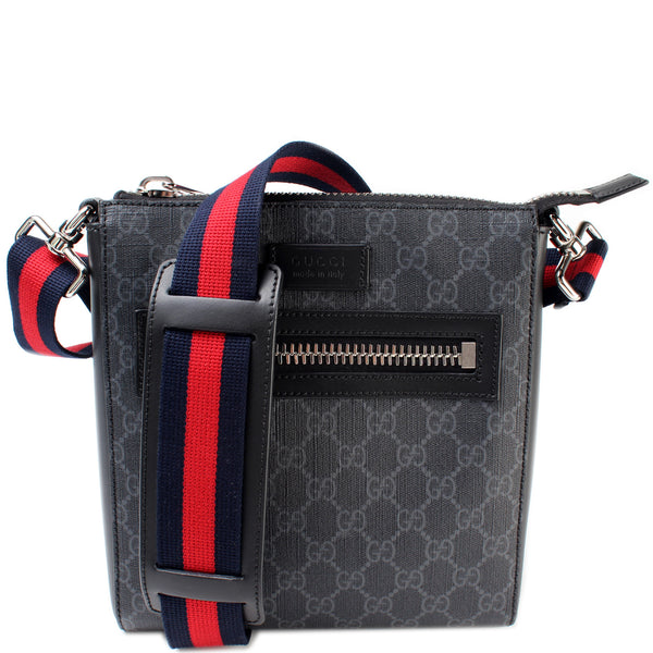 GUCCI Small GG Supreme Canvas Messenger Bag Black 523599