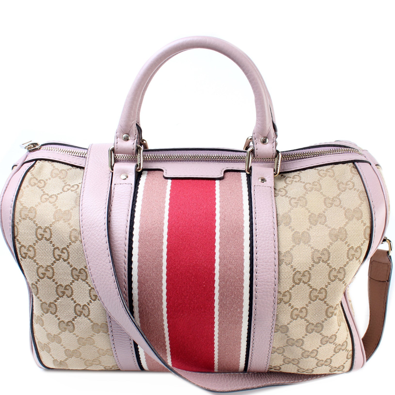Golden Bear● Canvas Logo Printed Boston Bag Pink Amazon.com: Gucci, Pre-Loved Pink Original GG Canvas Boston