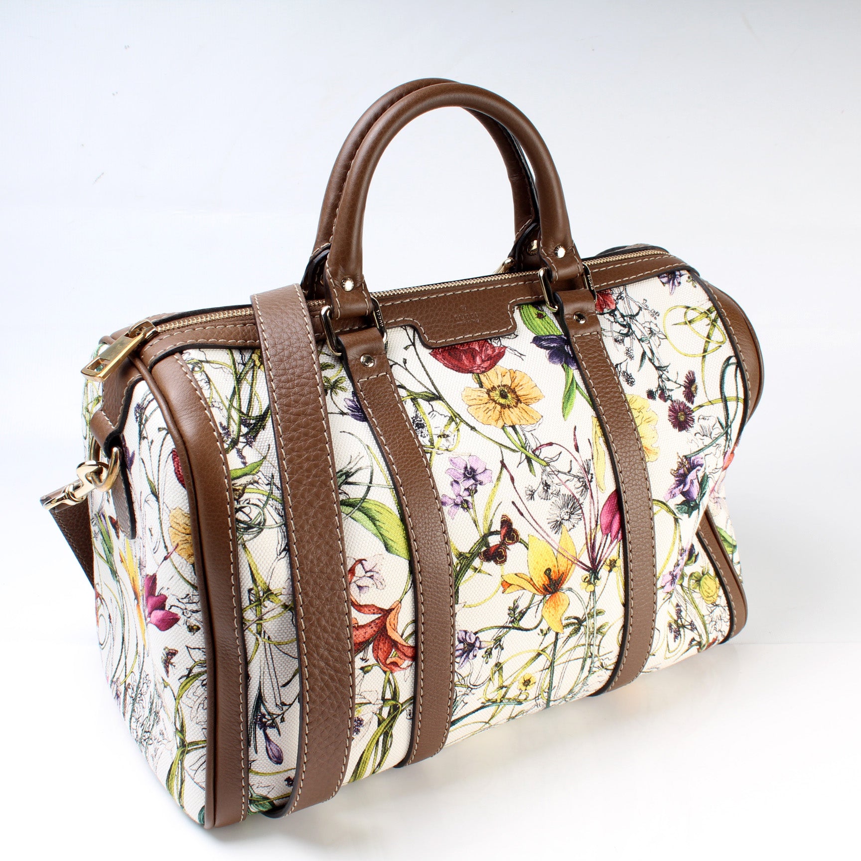 Gucci - Authenticated Boston Handbag - Leather Multicolour Floral for Women, Never Worn