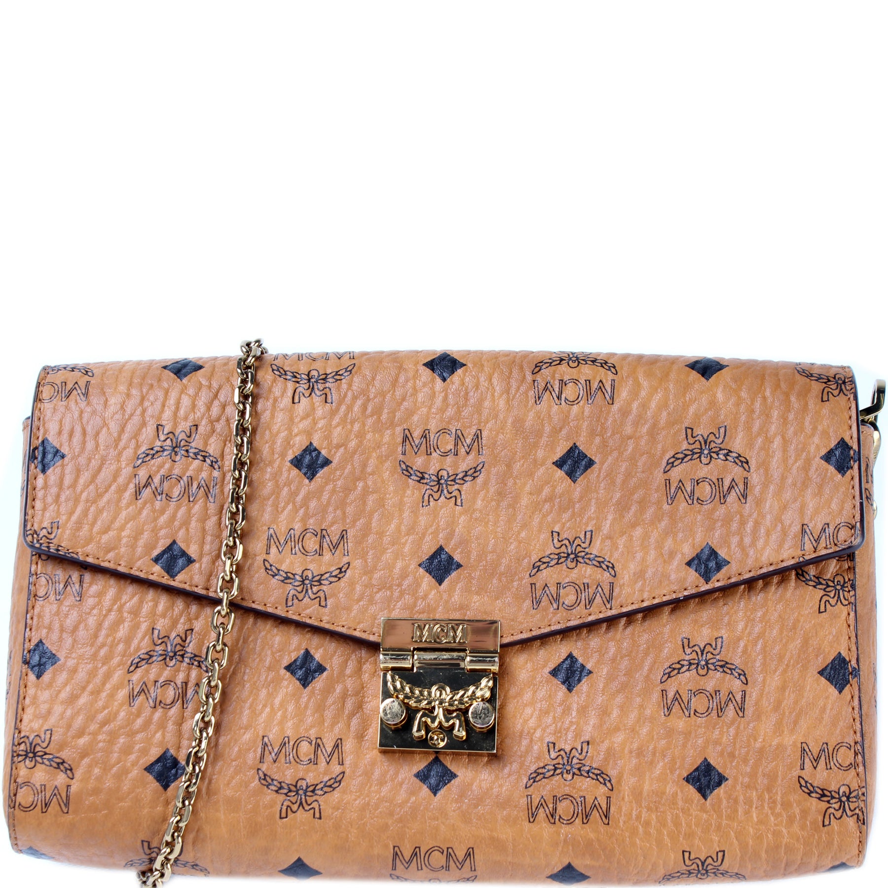 Authentic MCM Visetos Millie Flap Crossbody Wallet On Chain