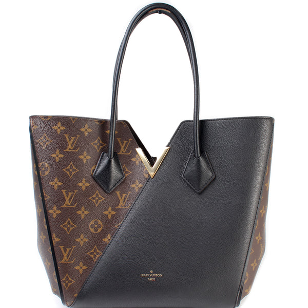 LOUIS VUITTON Monogram Canvas Black Leather Kimono Tote Bag