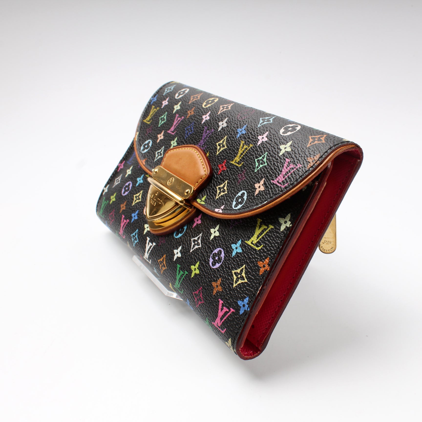 Louis Vuitton Monogram Multicolor Zippy Wallet Black Grenade Pink