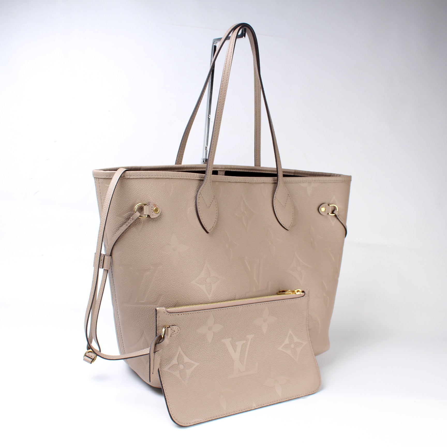 Pre-owned Louis Vuitton Neverfull Empreinte Mm Turtledove