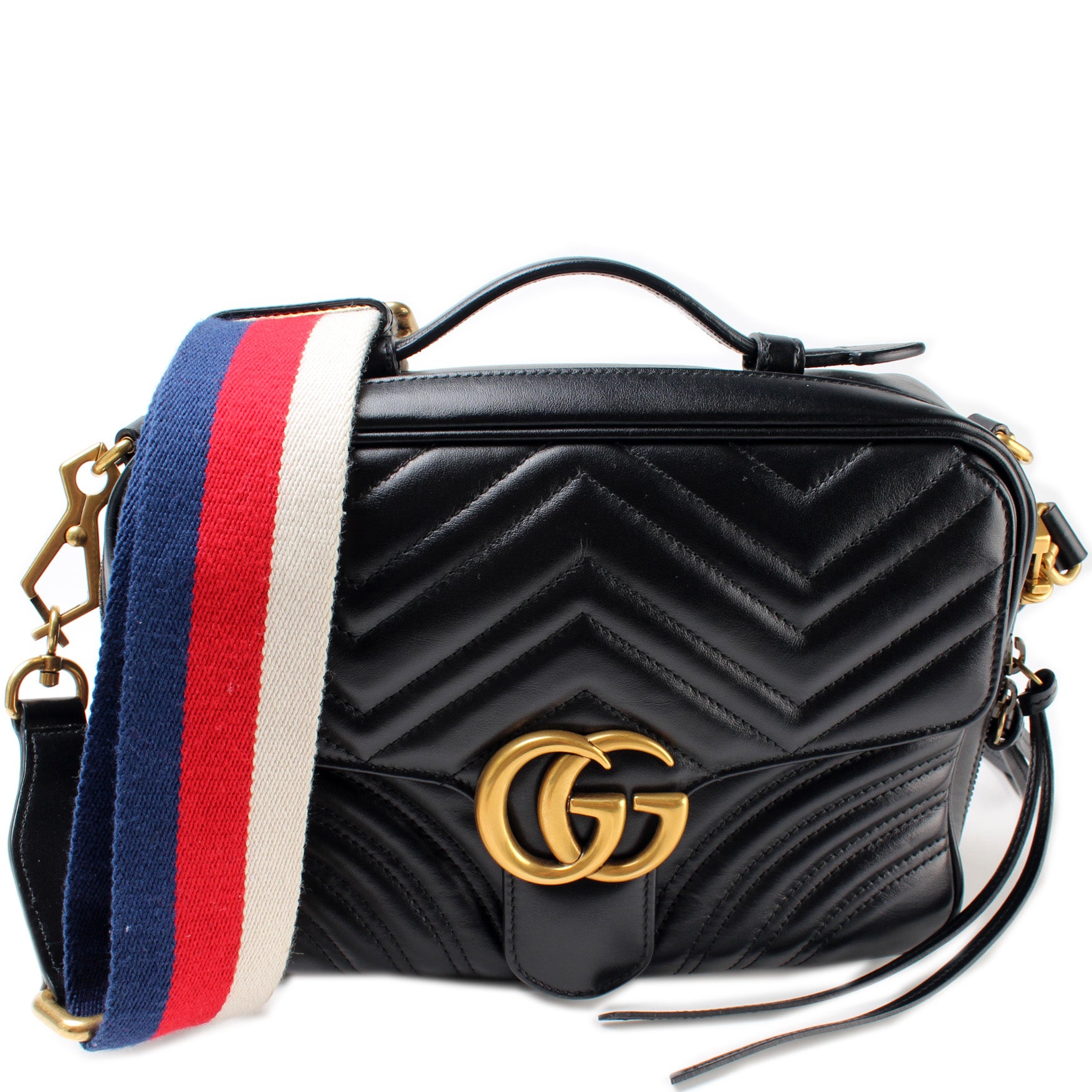 Gucci - Authenticated GG Marmont Flap Handbag - Silk Blue Plain for Women, Never Worn