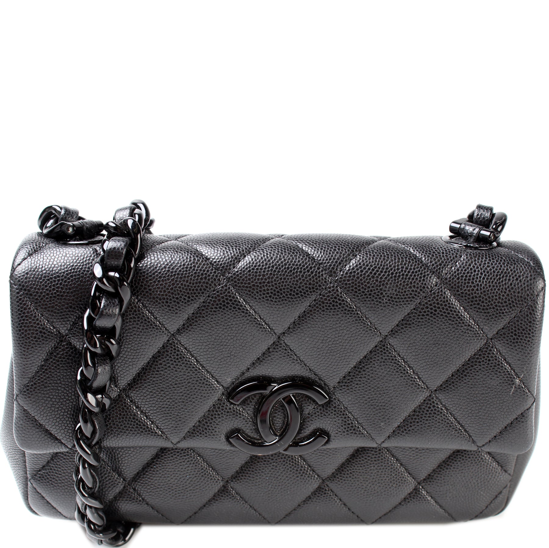 Chanel My Everything Flap Bag Quilted Caviar Small White 1443331