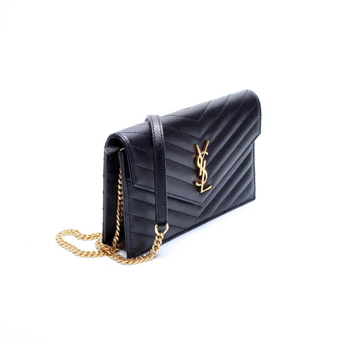 black monogramme envelope chain wallet bag