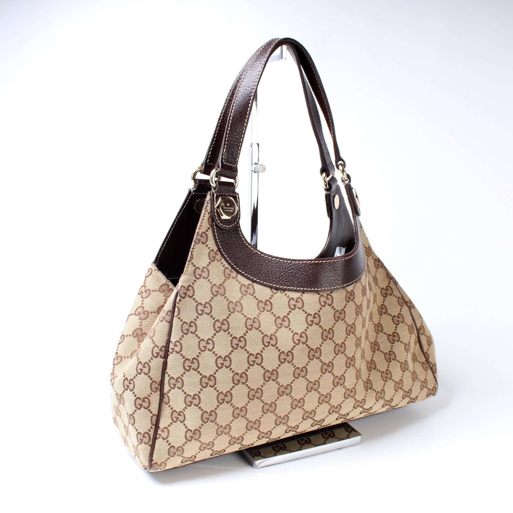 Gucci Brown GG Canvas Charmy Medium Hobo Bag