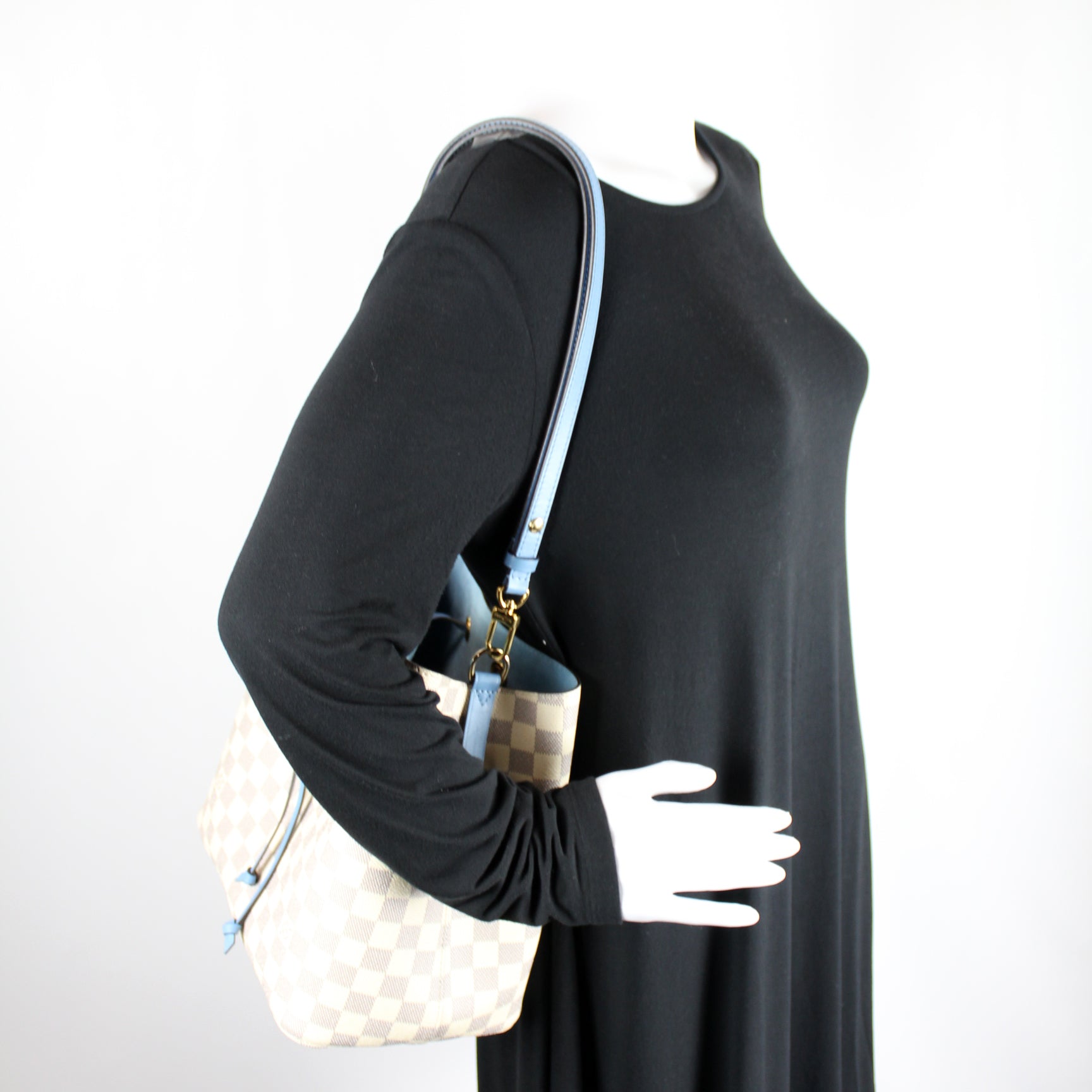Neonoe Braided Damier Azur – Keeks Designer Handbags
